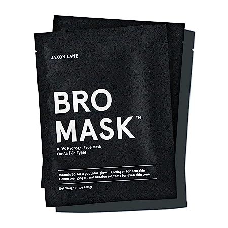 BRO MASK: Korean Face Mask for Men | 2 Pc. Hydrating Anti Aging Sheet Masks Contains Vitamin C, V... | Amazon (US)