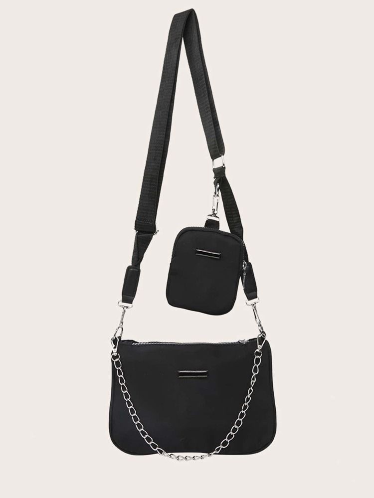 Chain Decor Crossbody Bag With Purse | SHEIN