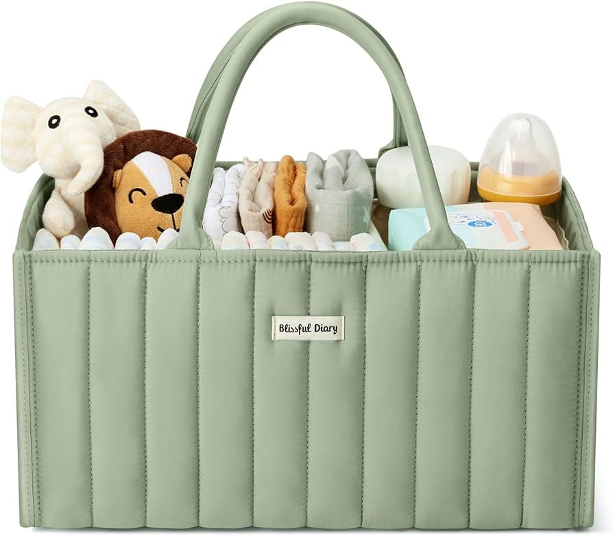 Blissful Diary Baby Diaper Caddy Organizer - Stylish Nursery Storage Basket for Diapers and Baby ... | Amazon (US)