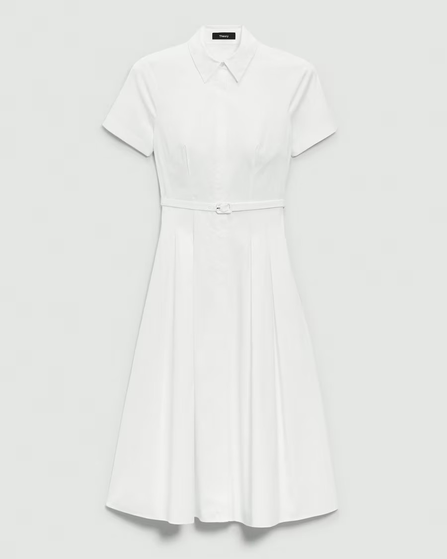 Short-Sleeve Shirt Dress in Good Cotton | Theory