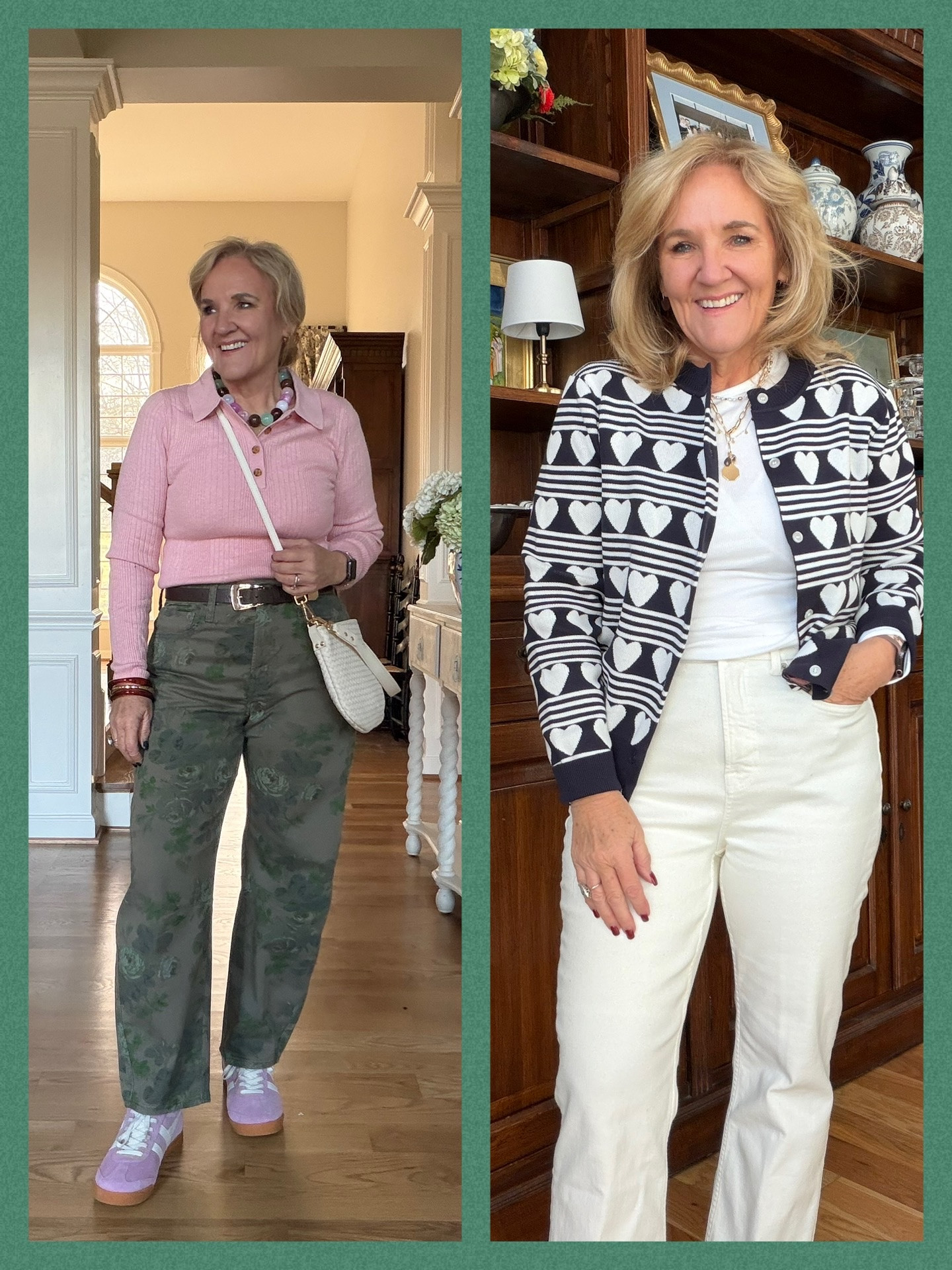 A fun way to change up your January style is my adding a few whimsical pieces. 
Floral barrel jeans size 8 
Pink ribbed collared Henley medium 
And the prettiest sneakers ever tts with socks
Heart sweater medium 
Spanx jeans size up 2!!!!! I’m in a 12 

#LTKootd #LTKOver40 #LTKFindsUnder100