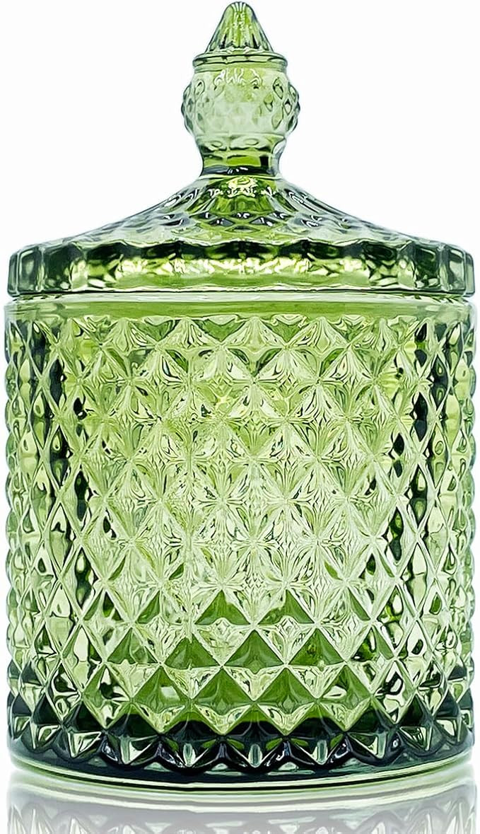 Crystal Glass Qtip Holder for Bathroom Candy Snack Barrel Storage Jar with Lids Jewelry Box Cozy ... | Amazon (US)