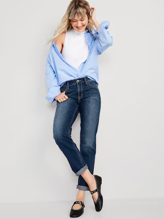 Mid-Rise Wow Boyfriend Straight Jeans | Old Navy (US)
