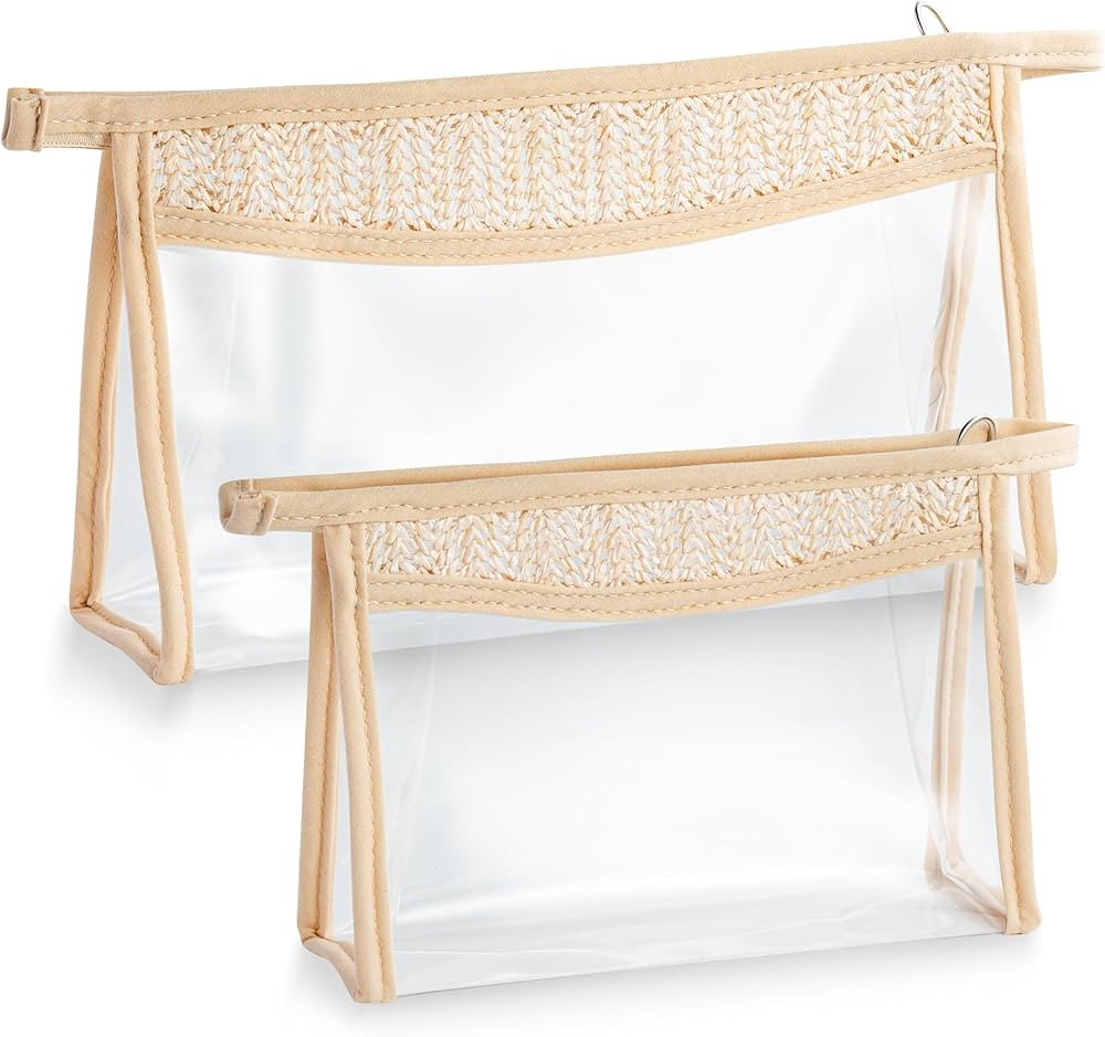 Boho Patch Cosmetic Bag - Summer Beach Swimming Pool Toiletry Makeup Bag Beige Clear Waterproof T... | Amazon (US)