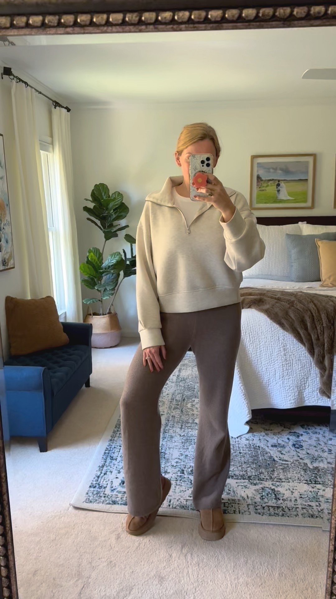 These sweater pants are a new fav and currently 20% off. Perfect for cozy season and so soft. Fit true to size and do stretch out a little. I went with my true size. Would size down if in between sizes or you want them a little tighter

Pullover is a great layering piece too. Fabric feels so soft, like spanx air essentials line but for a lot less. I got my true size.



#LTKGiftGuide #LTKSeasonal #LTKSaleAlert