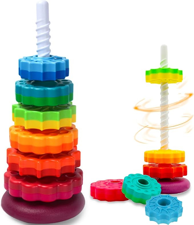Baby Spinning Toy, Stacking Toy for Babies and Toddlers, Educational Toddler Learning Toys, Rainb... | Amazon (US)