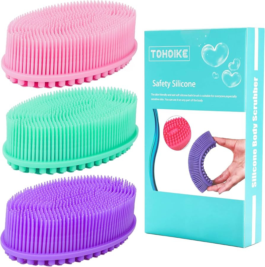 Silicone Body Scrubber Loofah - Set of 3 Soft Exfoliating Body Bath Shower Scrubber Loofah Brush ... | Amazon (US)