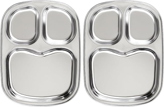 Korean Stainless Steel Divided Plates for Toddlers, Kids, Babies, Premium 304, Electro-Polished, ... | Amazon (US)