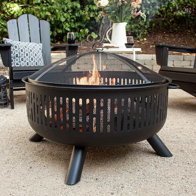 allen + roth 31.5-in W Steel Round Portable Wood-Burning Fire Pit | Lowe's