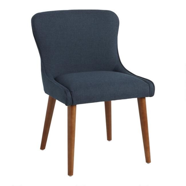Navy Zarah Petite Wingback Upholstered Chairs Set of 2 | World Market
