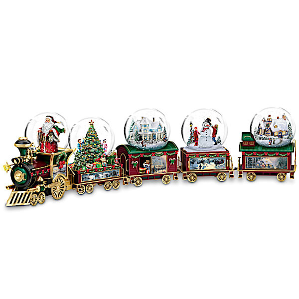 Christmas Snowglobe Train Set With Thomas Kinkade Art | Bradford Exchange