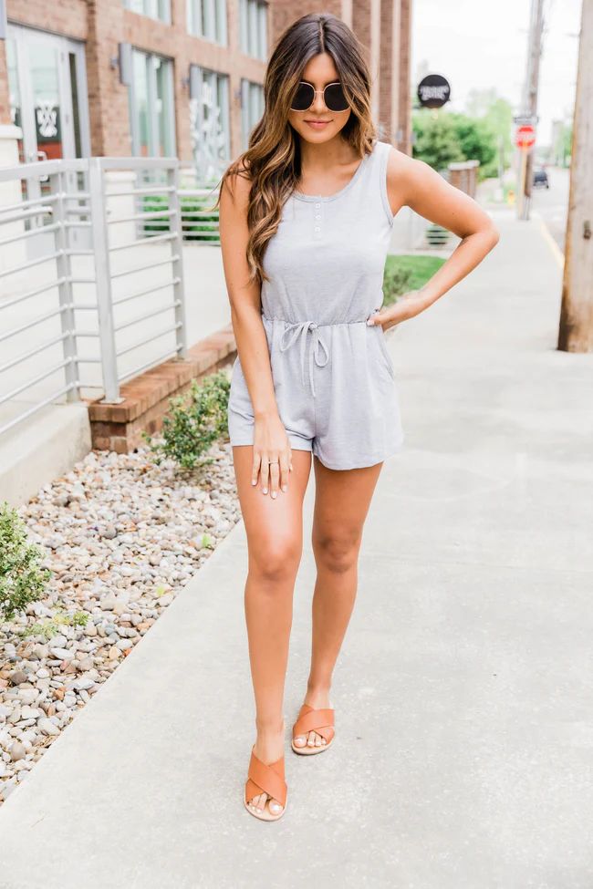 Everything I Could Want Heather Grey Romper FINAL SALE | The Pink Lily Boutique