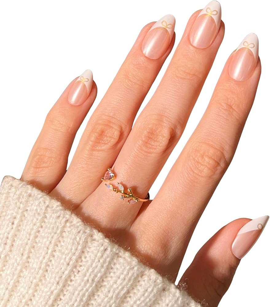 PaintLab Press-On Nails Manicure Kit, Frenchie Bow, 30-Piece Set, Long-Lasting Fake Nails with Gl... | Amazon (US)