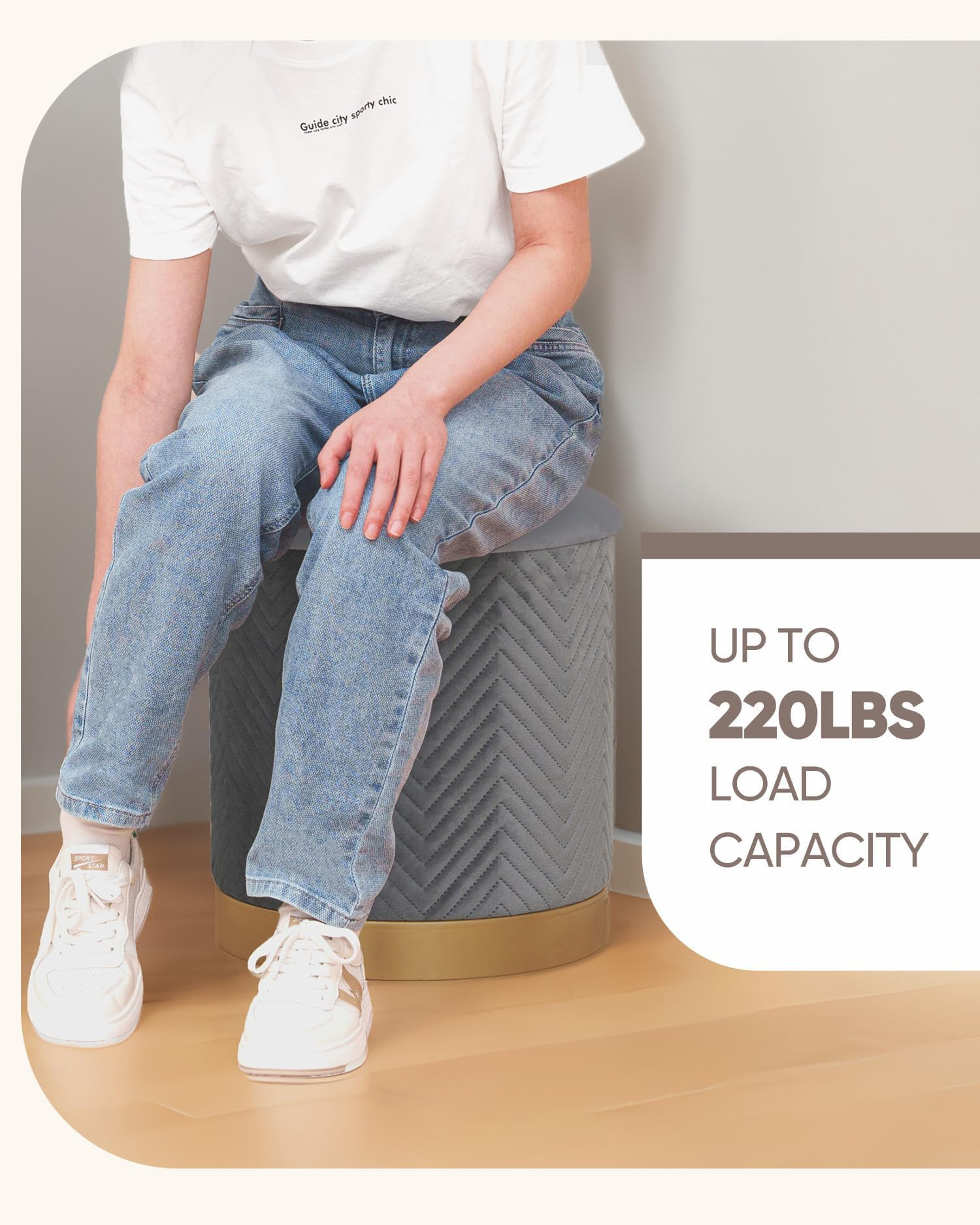 B FSOBEIIALEO Ottoman with Stroage, Round Velvet Storage Ottoman with Gold Plating Base,Foot Rest... | Amazon (US)