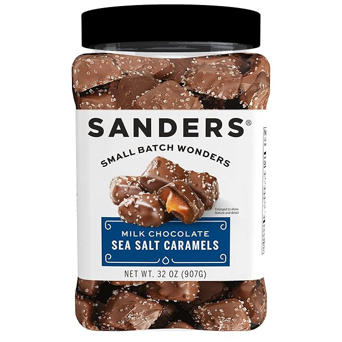 Sanders Milk Chocolate Sea Salt Caramels (32 oz Tub) – Handcrafted Small Batch Slow Cooked Cara... | Amazon (US)
