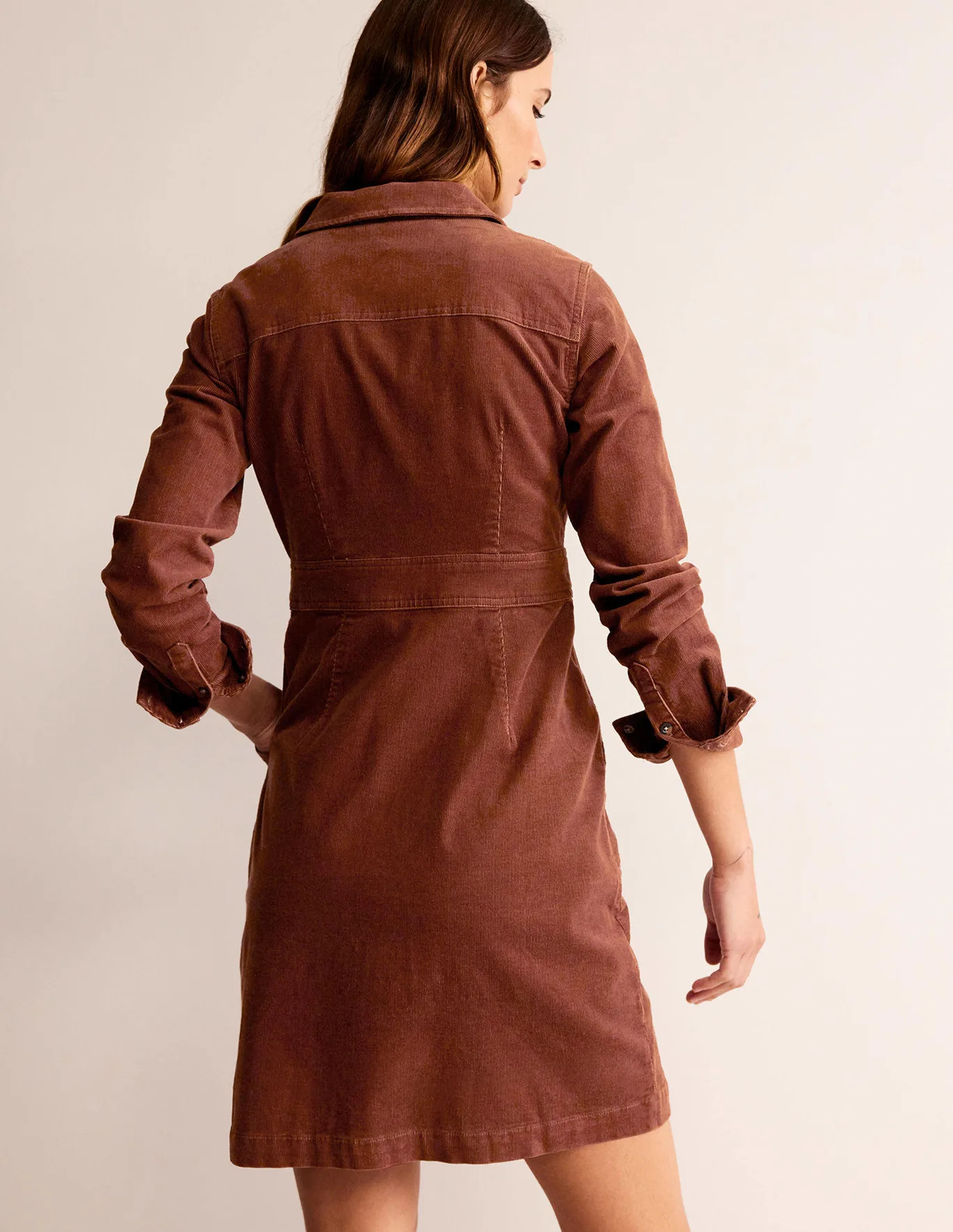 Flora Cord Shirt Dress - Cognac | Boden (UK & IE)