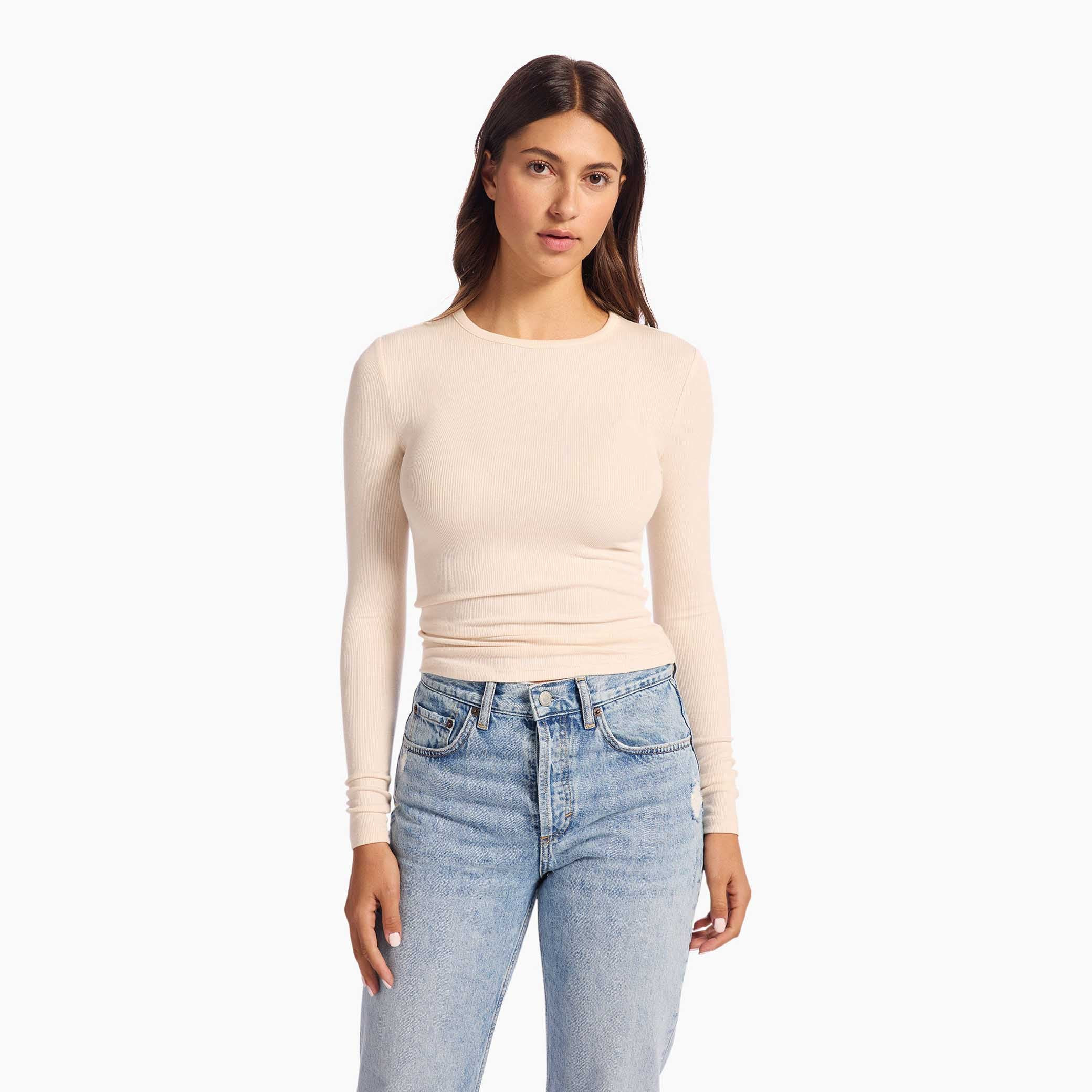 Slinky Rib Long Sleeve Shirt | Black Cherry | Nuuds US