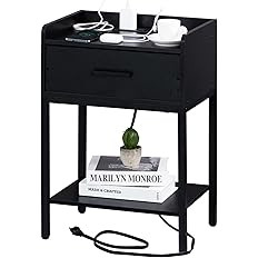 YAHARBO Nightstand with Charging Station and USB Ports, 3-Tier End Side Table with Storage Drawer... | Amazon (US)
