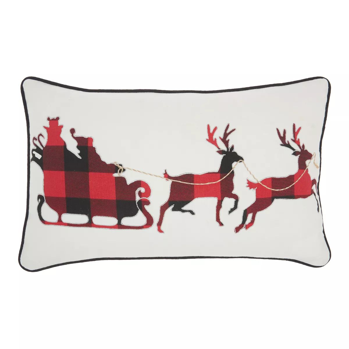 Mina Victory Plaid Santa & Deer Oblong Throw Pillow | Kohl's