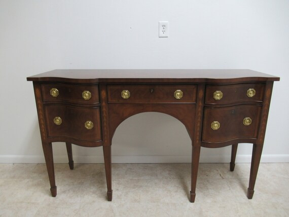 EJ Victor Mahogany Banded Serpentine Sideboard Credenza Buffet Console | Etsy (US)