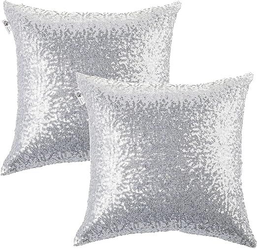 Kevin Textile Decorative Glitzy Sequin & Comfy Satin Solid Christmas Throw Pillow Cover Sham 18 I... | Amazon (US)