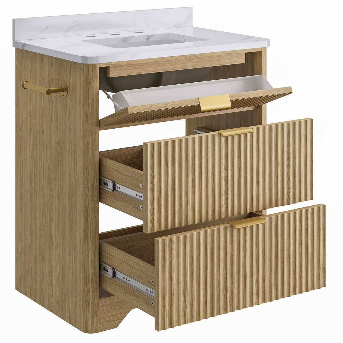 Bathroom Vanity With Ceramic Sink, Freestanding Bathroom Sink Cabinet With 2 Drawers & 1 Flip-dow... | Wayfair North America