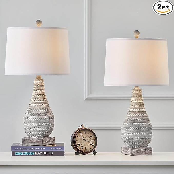 BOBOMOMO Rustic Retro 24.8'' Farmhouse Table Lamp Set of 2 for Bedroom Living Room Traditional Ni... | Amazon (US)