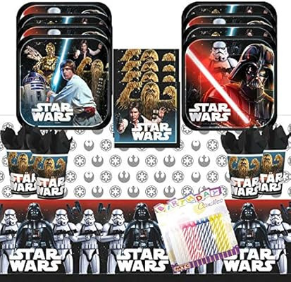 Classic Star Wars Party Supplies Pack Serves 16: Dessert Plates Beverage Napkins Cups and Table C... | Amazon (US)