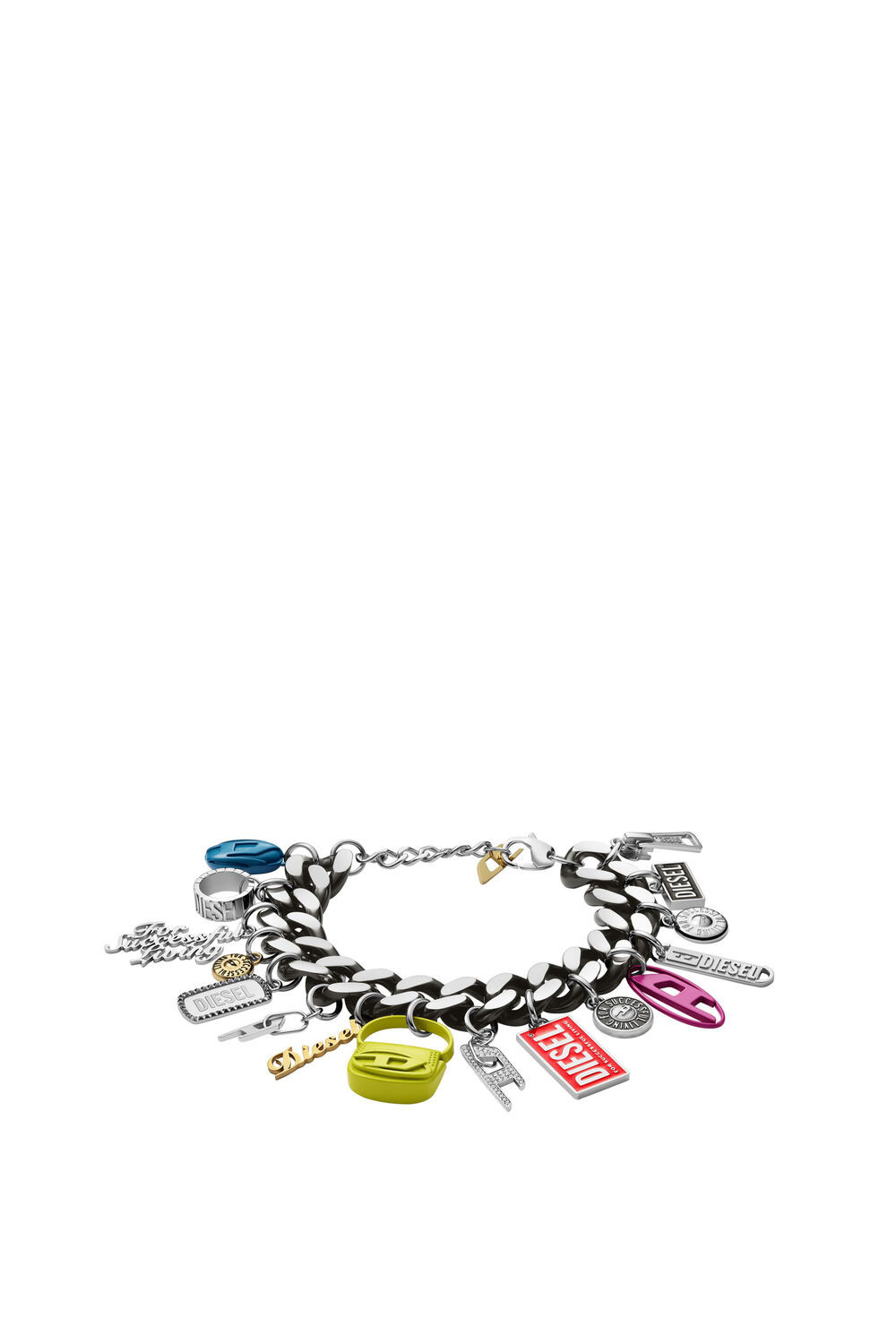 Black stainless steel charm chain bracelet | Diesel US