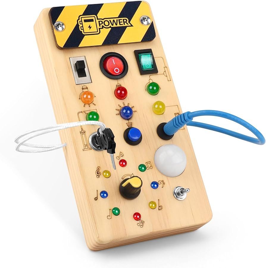 Busy Board with led Light， Sorting Sensory Travel Toys for Toddlers 1-3， Wooden Toddler Busy ... | Amazon (US)