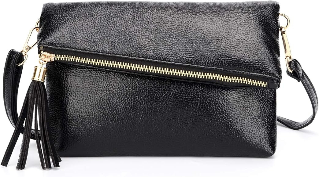 Foldover Purse Evening Envelope Clutch Tassel Crossbody Bag Black Lightweight Wristlet Simple Bag... | Amazon (US)