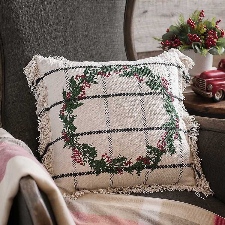 William Wreath Fringe Pillow | Kirkland's Home