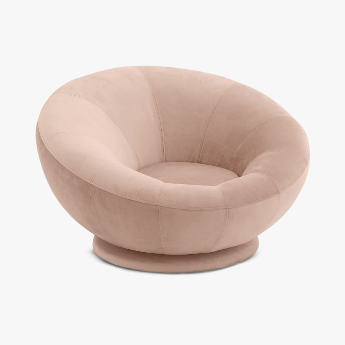 Lustre Velvet Dusty Blush Groovy Swivel Chair | Pottery Barn Teen