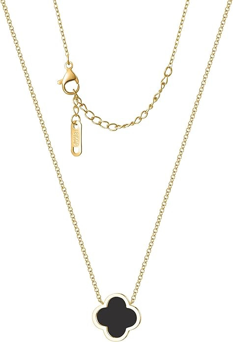Unique Four Leaf Clover Necklace for Women Girl White Black Blue Red Lucky Clover Pendant,18K Gol... | Amazon (US)