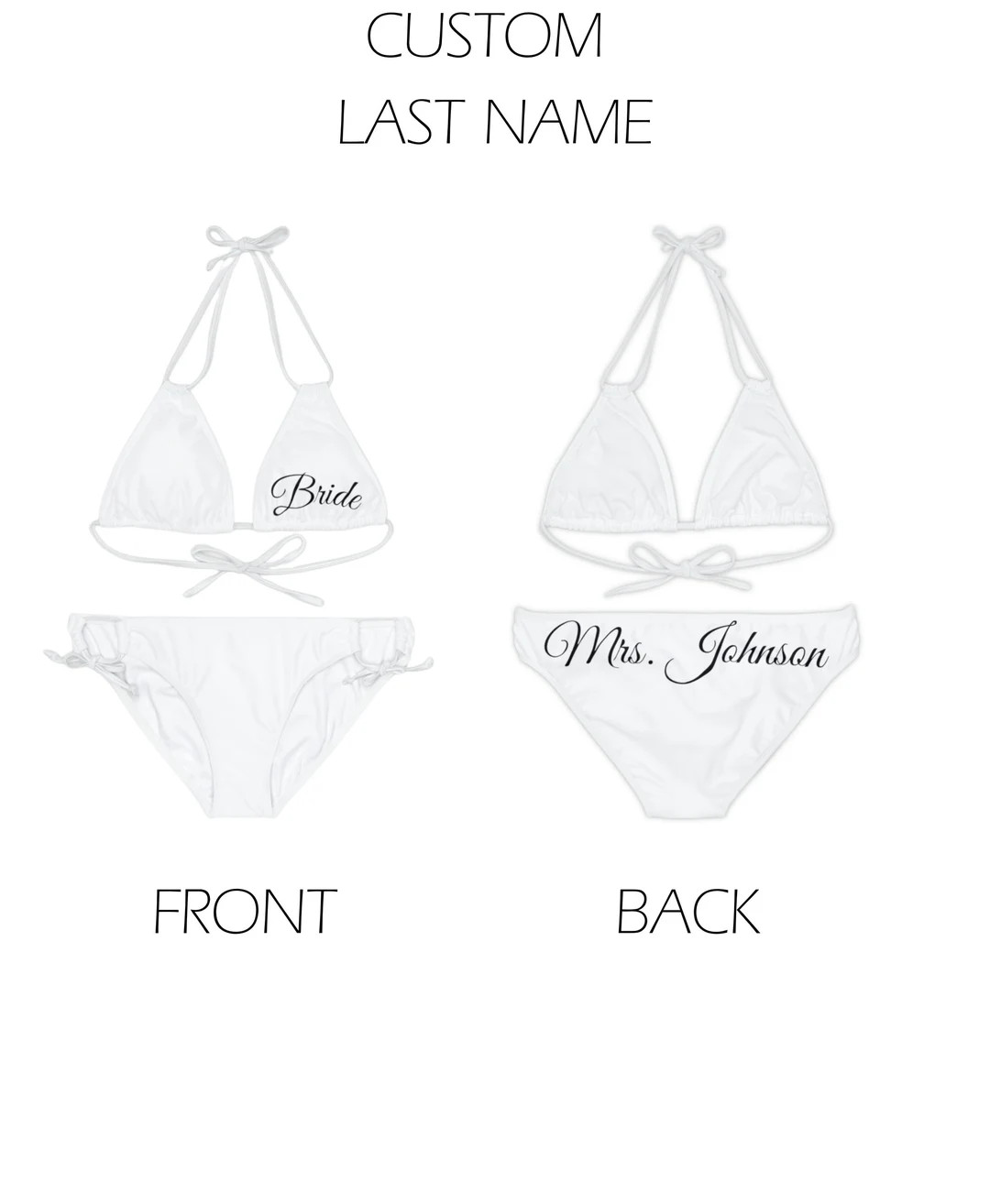Mrs. Bride Bikini With Custom Late Name Bachelorette Bikini Wifey Beach Honeymoon Bikini Custom B... | Etsy (US)