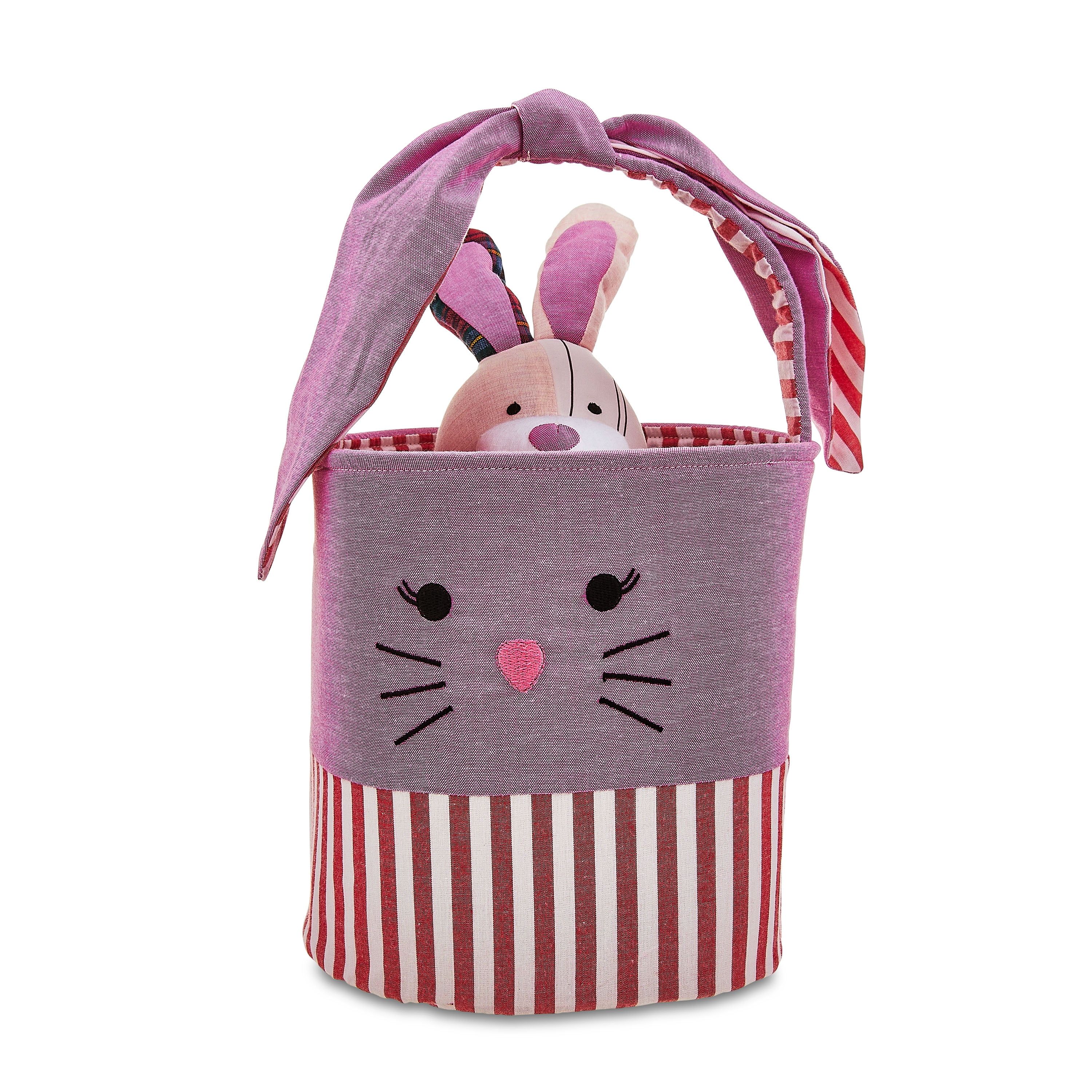 Pink Bunny Plush Easter Basket, 8 inch, Kipekee, Upcycled Plush Basket | Walmart (US)