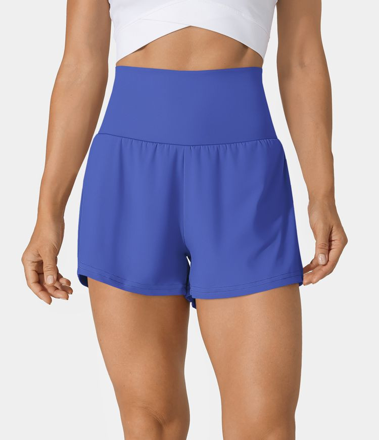 Women’s Super High Waisted Back Pocket & Side Hidden Pocket 2-in-1 Yoga Shorts 2.5" - Halara | HALARA