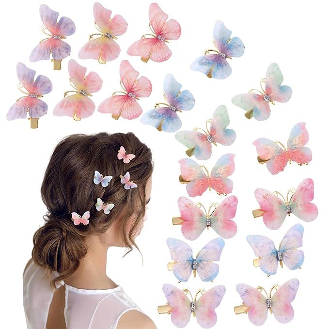 18Pcs Butterfly Clips Small Hair Clips with Rhinestones for Teens Women Y2K Glitter Hold Hair Jaw... | Amazon (US)