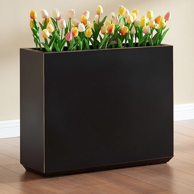Wallowa Metallic Heavy Outdoor Planter Box, Span Planter, Long and Tall Divider, 30Lx10Wx24H, Bla... | Amazon (US)
