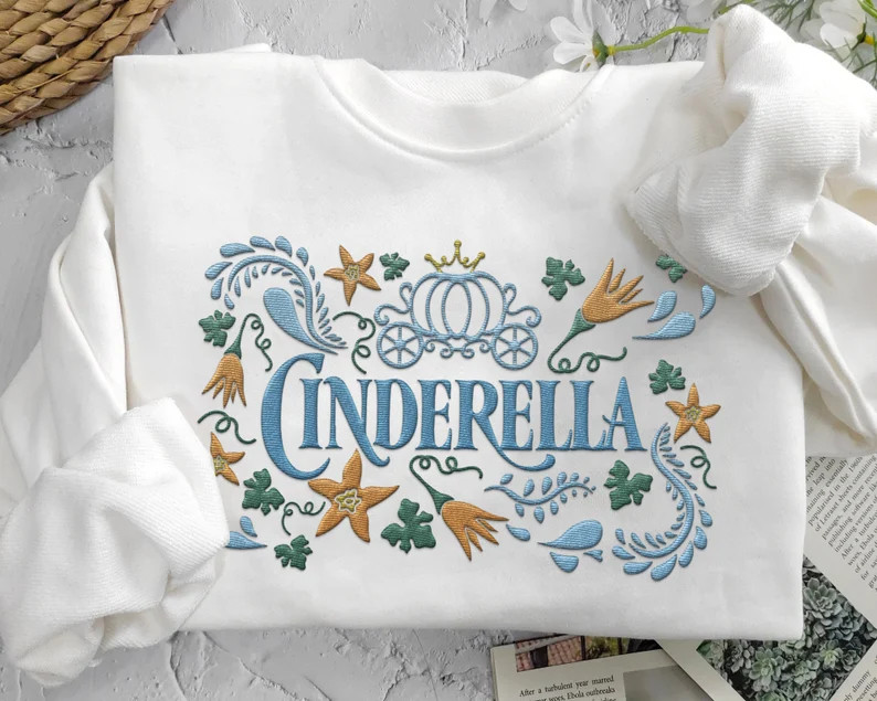 Embroidered Cinderella Floral Pumpkin Carriage Sweatshirt, Princess Embroidery Shirt, Magic Kingd... | Etsy (US)