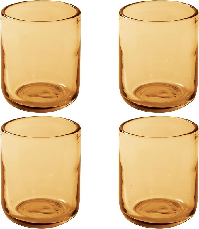 Bloomhouse Sayulita Spring 4 Piece Hand Made 16 OZ Amber Colored Glass Double Old Fashioned Set w... | Amazon (US)