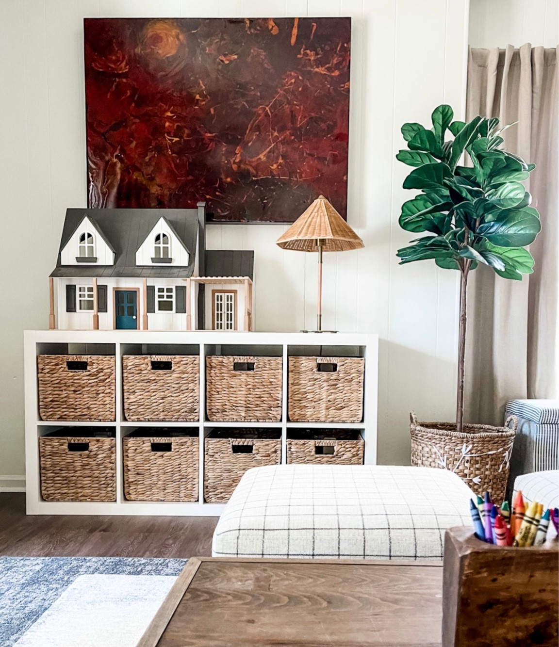 Organization for the kid’s playroom 🧸

(Art is custom by Naya Art Gallery) 

#storage #cubestorage #cubebaskets #wovencubstorage #wovenlamp #wooddollhouse 

#LTKfamily #LTKkids #LTKhome