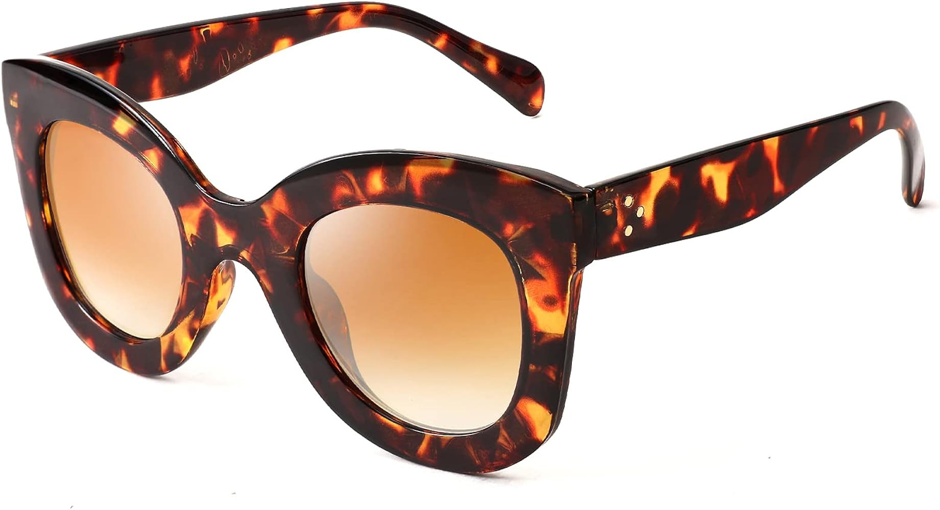 FEISEDY Retro Oversized Square Horn Sunglasses Semi Cat Eye Butterfly Glass Big Thick Bold Frame B25 | Amazon (US)