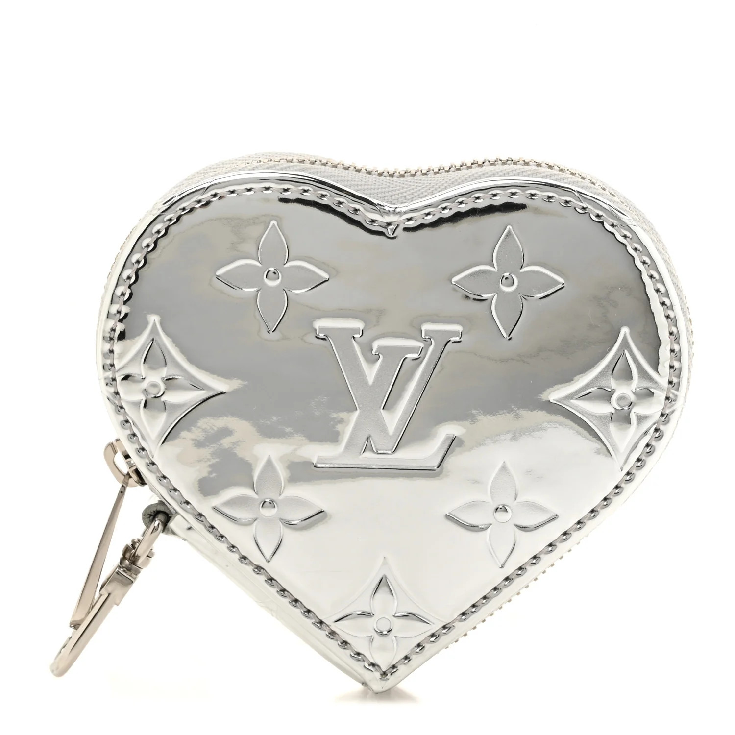 Monogram Mirror Heart Coin Purse Silver | FASHIONPHILE (US)