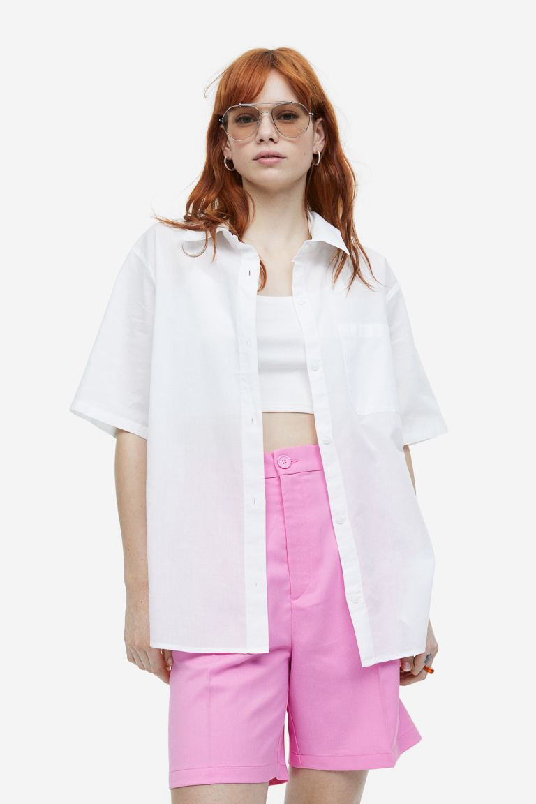 Short-sleeved linen-blend shirt | H&M (UK, MY, IN, SG, PH, TW, HK)