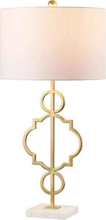 JONATHAN Y 31" Gold Modern Quatrefoil LED Table Lamp, Contemporary Metal Iron Lamp with White Mar... | Amazon (US)