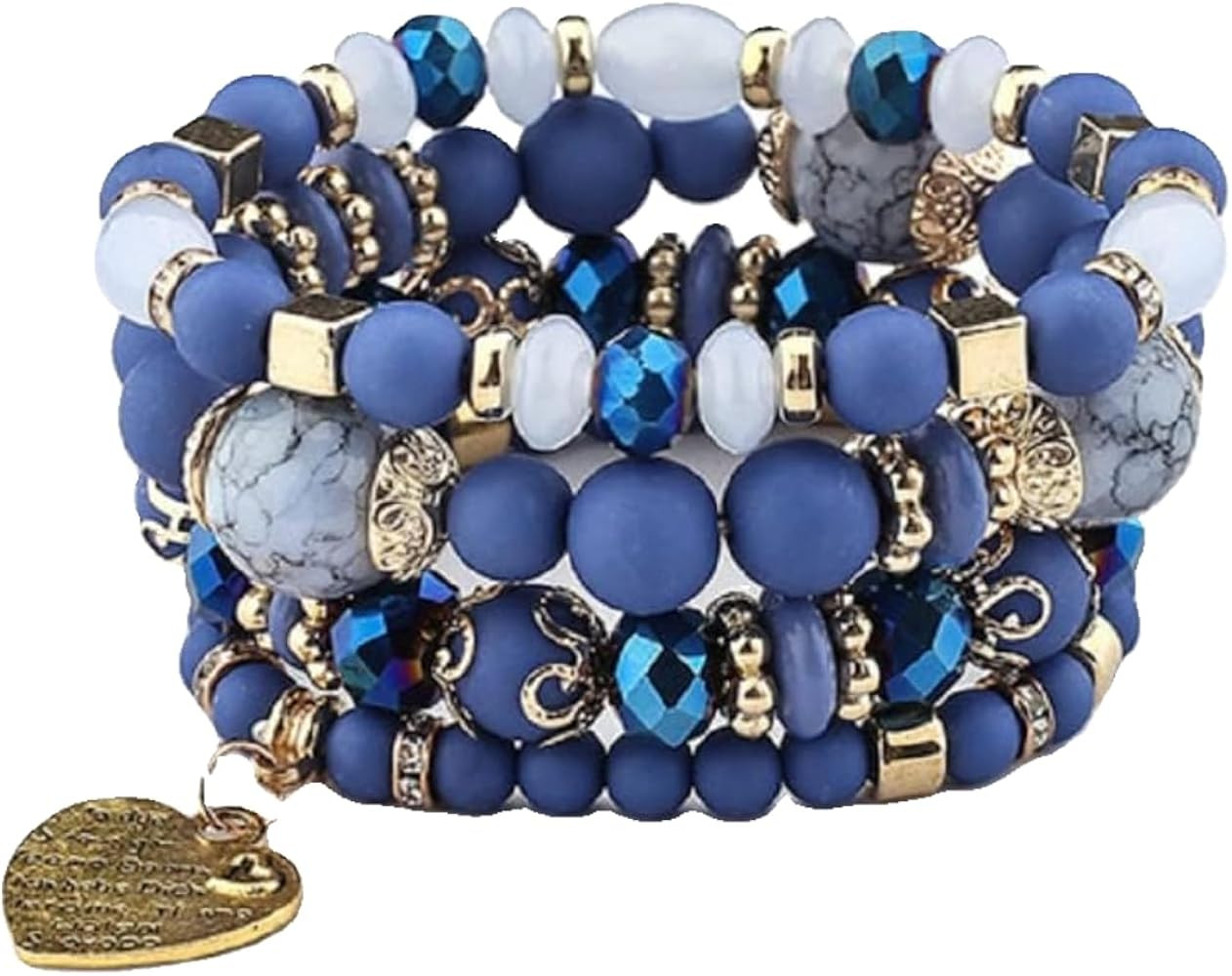 Women Beaded Bracelet Set | Colorful Boho Stackable Trendy Design with Crystal Accents Multilayer... | Amazon (US)