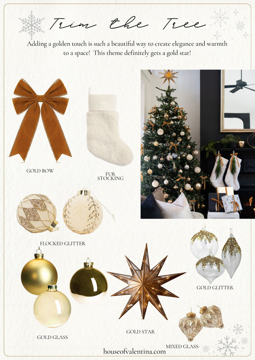 It’s our absolute favorite time of year here at House of Valentina —Christmas! This year, we’re layering all the things we love most: coziness, luxury, elegance, fun, and a touch of enchantment. Think soft textures, glowing candlelight, and those unexpected details that make your guests stop and say, “Wait… how did you make it look like this?” Adding a golden touch is such a beautiful way to create elegance and warmth
to a space! This theme definitely gets a gold star! 

 #LTKGiftGuide #LTKHoliday #LTKSeasonal