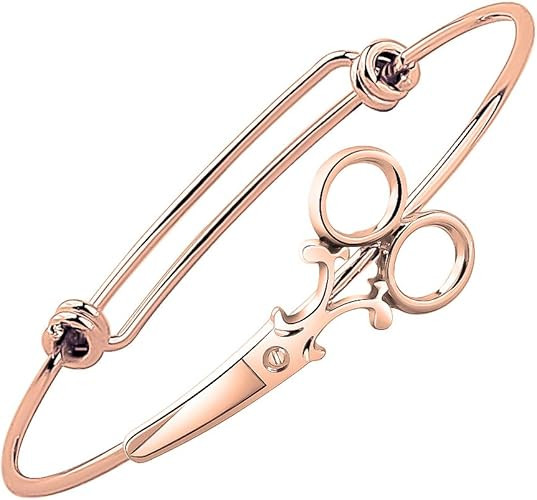 Minimalist Shears Scissor Bangle Stacking Adjustable Wire Bracelet for Hairdresser | Amazon (US)