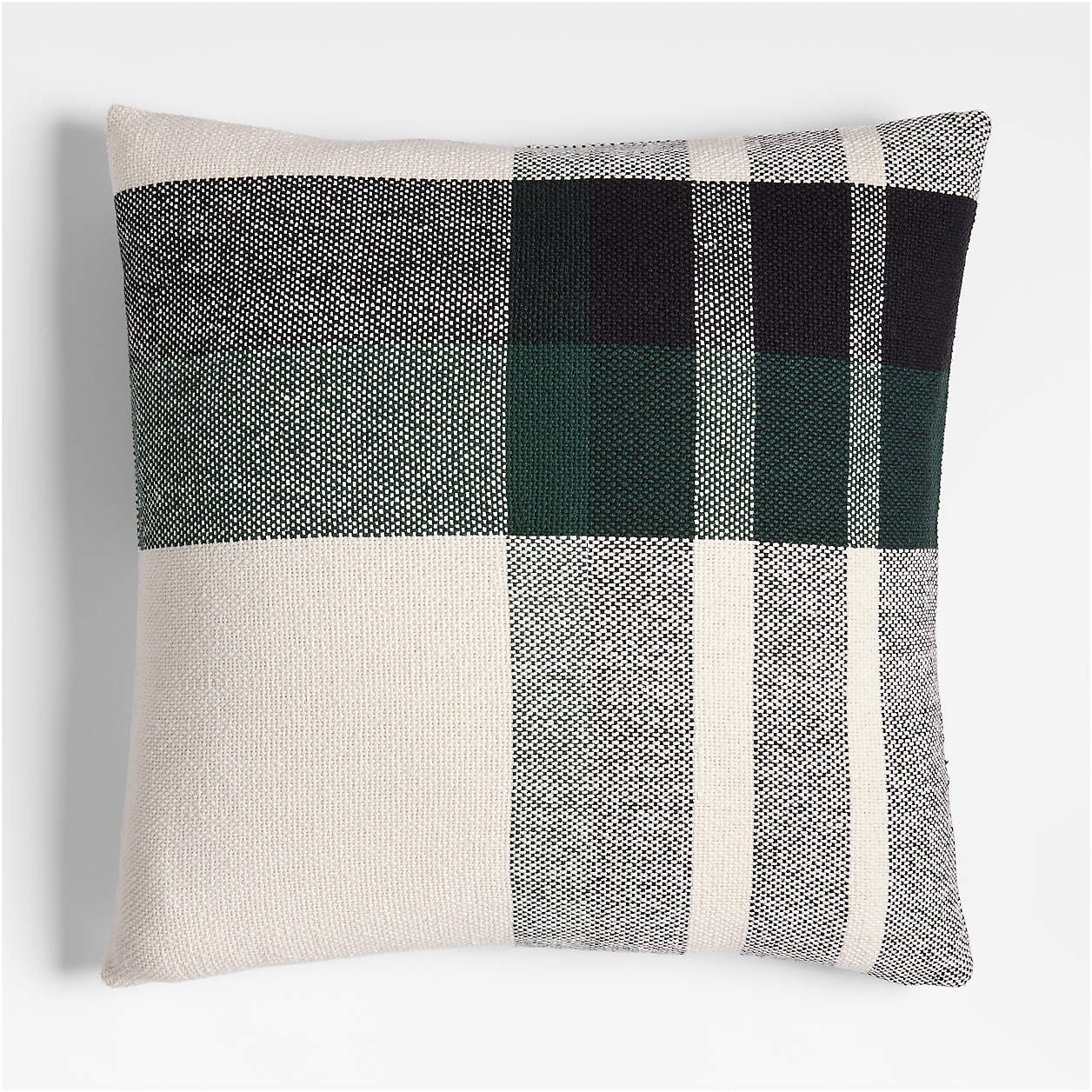 Holiday Plaid Organic Cotton 23"x23" Spruce Green Throw Pillow Cover + Reviews | Crate & Barrel | Crate & Barrel